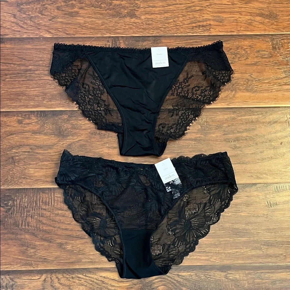 NWT Auden Elegant Black Lace Women's Panties Large Bikini & Cheeky - Picture 1 of 4